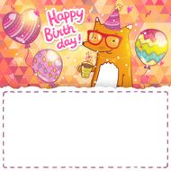 Happy Birthday card with hipster fox N19
