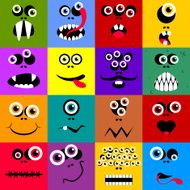 Set of funny cartoon expression monster