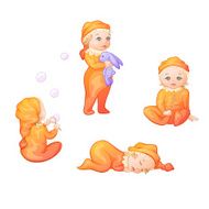 set of babies on a white background