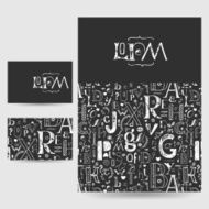 Vector black and white design template with doodle letters