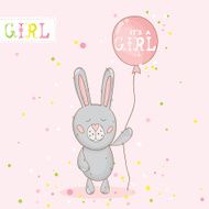 Baby Shower or Arrival Card - with Bunny N12