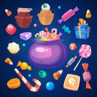 Set of colorful halloween sweets and candies icons N2