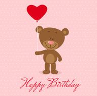 Little bear with heart balloon