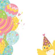 Happy Birthday background with balloons and bird N2
