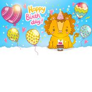 Happy Birthday greeting background with a lion N11