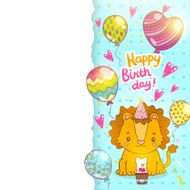 Happy Birthday greeting background with a lion N14