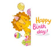 Happy Birthday greeting background with a lion N15
