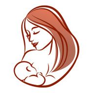 Mother with her baby outline vector silhouette N7