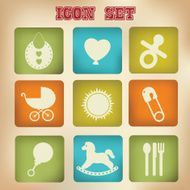 Baby &amp; Toy icons vector N3