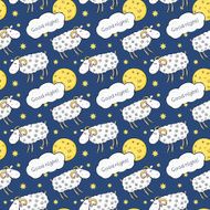 Seamless vector pattern with images cute sheep on background