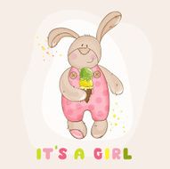 Bunny with Ice Cream - for Baby Shower Card