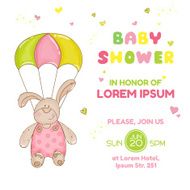 Bunny with Parachute - Baby Shower or Arrival Card N2