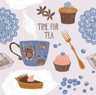 Time for tea Card design Vector illustration N2