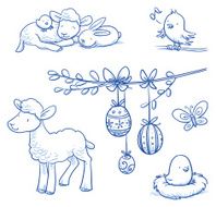 Cute easter icon and animal pet collection N5