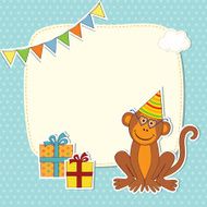 Greeting card with monkey