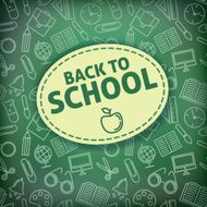 Back to school School icons on a blackboard Vector N2