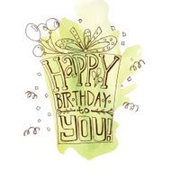 Font composition for a birthday invitation with gift