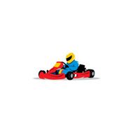 Kart racing sign Young race car driver in the helmet N2