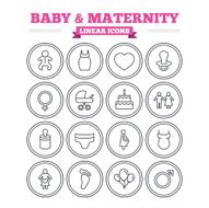 Baby and Maternity linear icons set Thin outline signs Vector N4