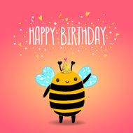 Happy Birthday card background with a bee N11