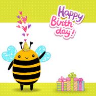Happy Birthday card background with a bee N12