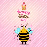 Happy Birthday card background with a bee N14