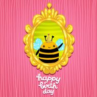 Happy Birthday card background with a bee N15