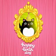 Happy Birthday card background with a cat N12