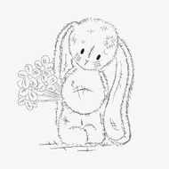 Honey Bunny Shy baby bunny Gives flowers Congratulations Sketch Cute