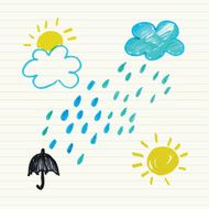 Felt pen weather doodles set