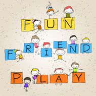 hand drawing cartoon happy kids and positive words N4