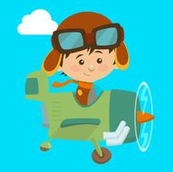 Cute airplane with kid aviator N3