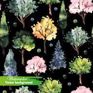 Seamless with watercolor trees
