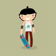 skater boy skateboard character vector illustration