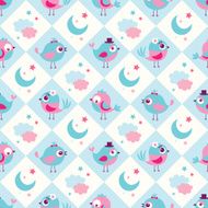 seamless cartoon birds pattern background