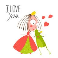 Baby Princess and Prince Frog Kissing