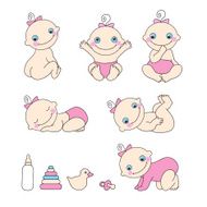 Set of baby girls Vector illustration