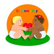 Two Funny children hold the heart International Children&#039;s Day