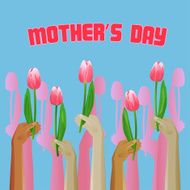 Up hands icon with flowers