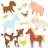 Vector set of fram animals isolated on white