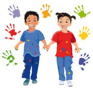 Children with handprint