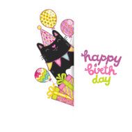 Happy Birthday card background with a cat N13
