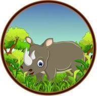 rhino cartoon with forest background N3