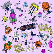 Halloween doodle set Vector illustration