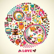 Owls Love circle background