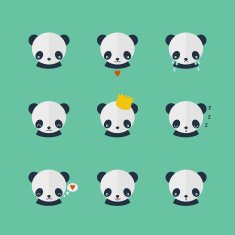Panda vector icons set in flat design N3