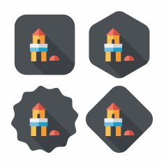 brick house flat icon with long shadow eps10 N17