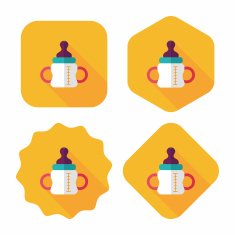 Baby bottle flat icon with long shadow EPS 10 N121