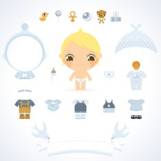 Baby boy set Blue wear toys and banner for name