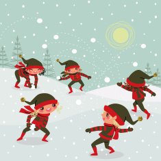 Christmas Elves and Snowballs flight